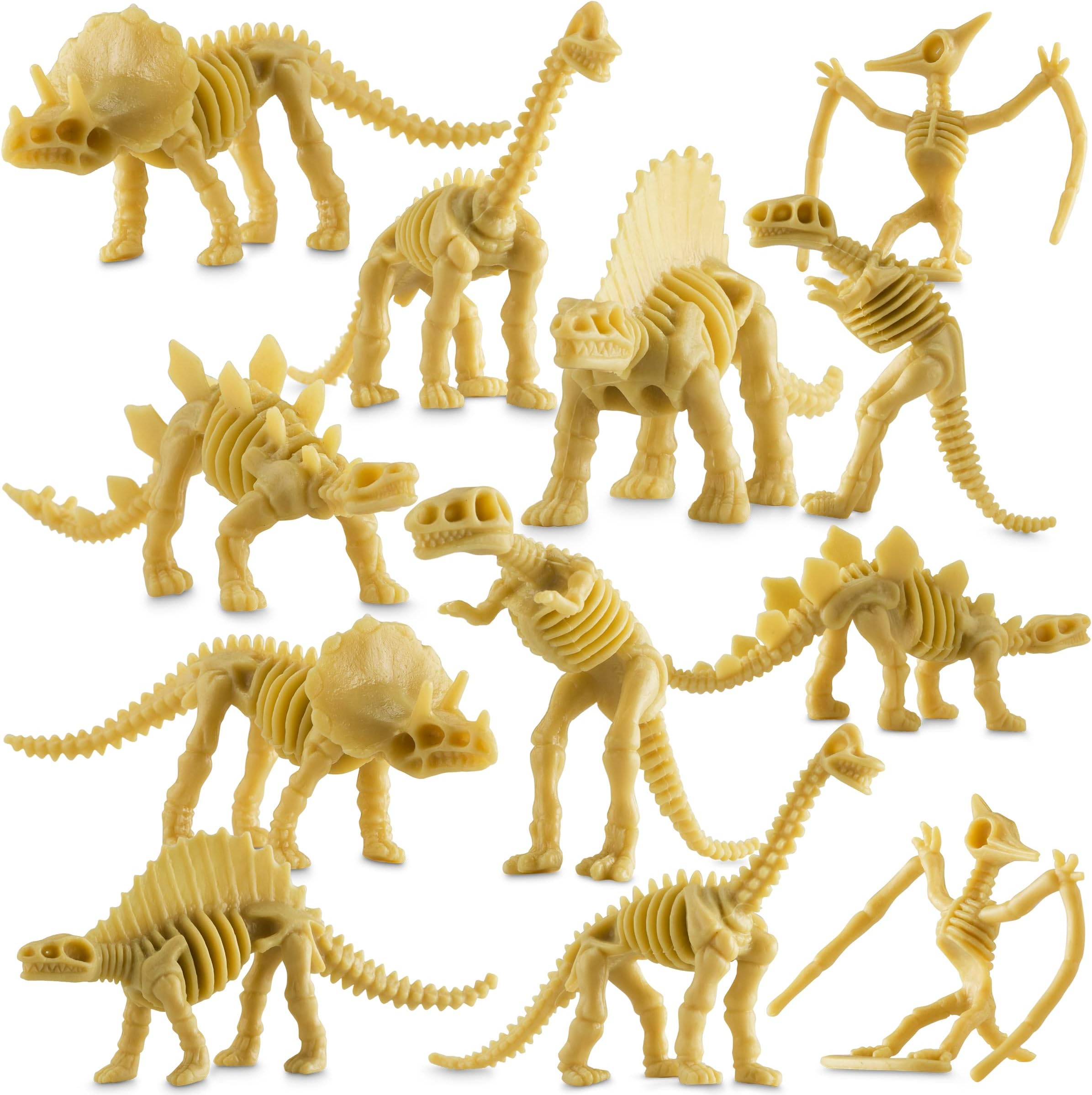 Dinosaur Fossil Skeleton (24 Pieces) Assorted Figures Dino Bones, 3.7 Inch - for Science Play, Dino Sand Dig, Party Favor & Decorations