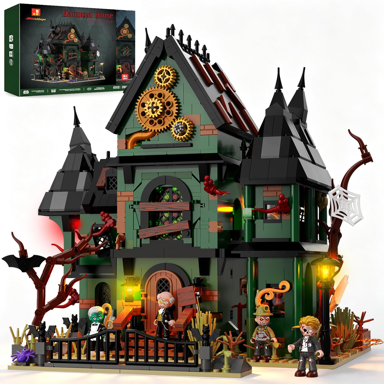 JMBricklayer Haunted House Building Set Horror Architecture with 4 Figures
