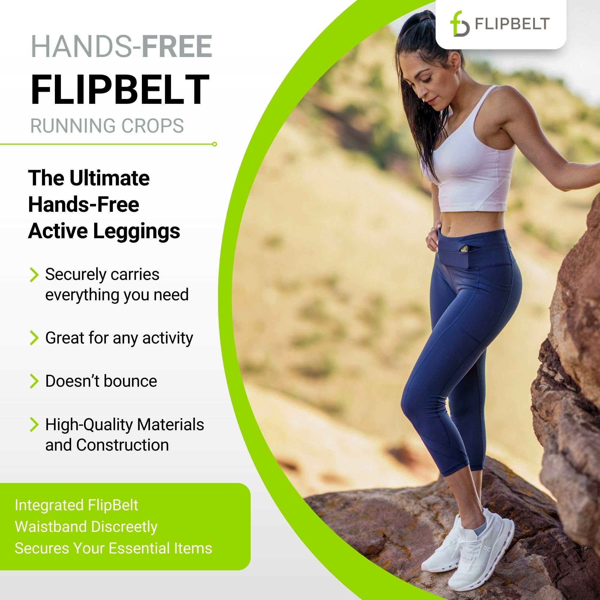 Flipbelt Cropped Pants for Running – Crops w/Built for Phone & Essentials Storage, USA Company