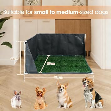 Dog Pee Pad Holder with High Walls | Portable Dog Litter Box for Inside Potty, Splash-Proof No Spill Pee Shield Pad Holder Tray for Puppies with Grass Turf