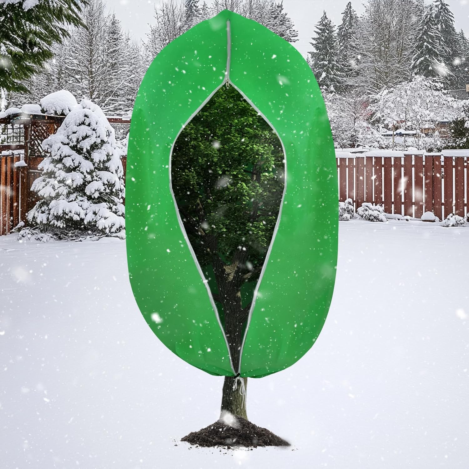 87"x 94" Tree Covers for Winter - Thickened Plant Covers Freeze Protection with Zipper Drawstring, Antifreeze Non-Woven Frost Cloths Wraps for Outdoor Plants Trees Shrub Bushes Gardening Gifts