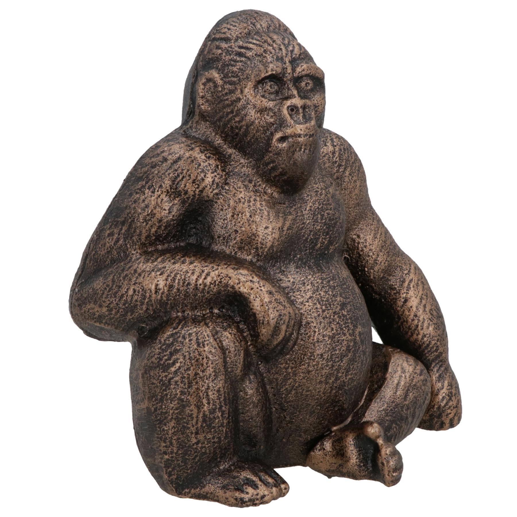 Statue Gorilla en fonte noire decorative salon singe jungle