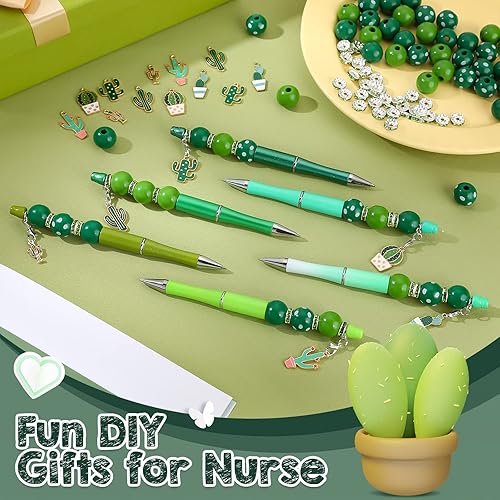 Miniatura 5 de 18 juegos de bolígrafos de plástico, bolígrafos de cuentas de cactus y cuentas de madera, dije de cactus, bolígrafo de cuentas de cactus, juego de