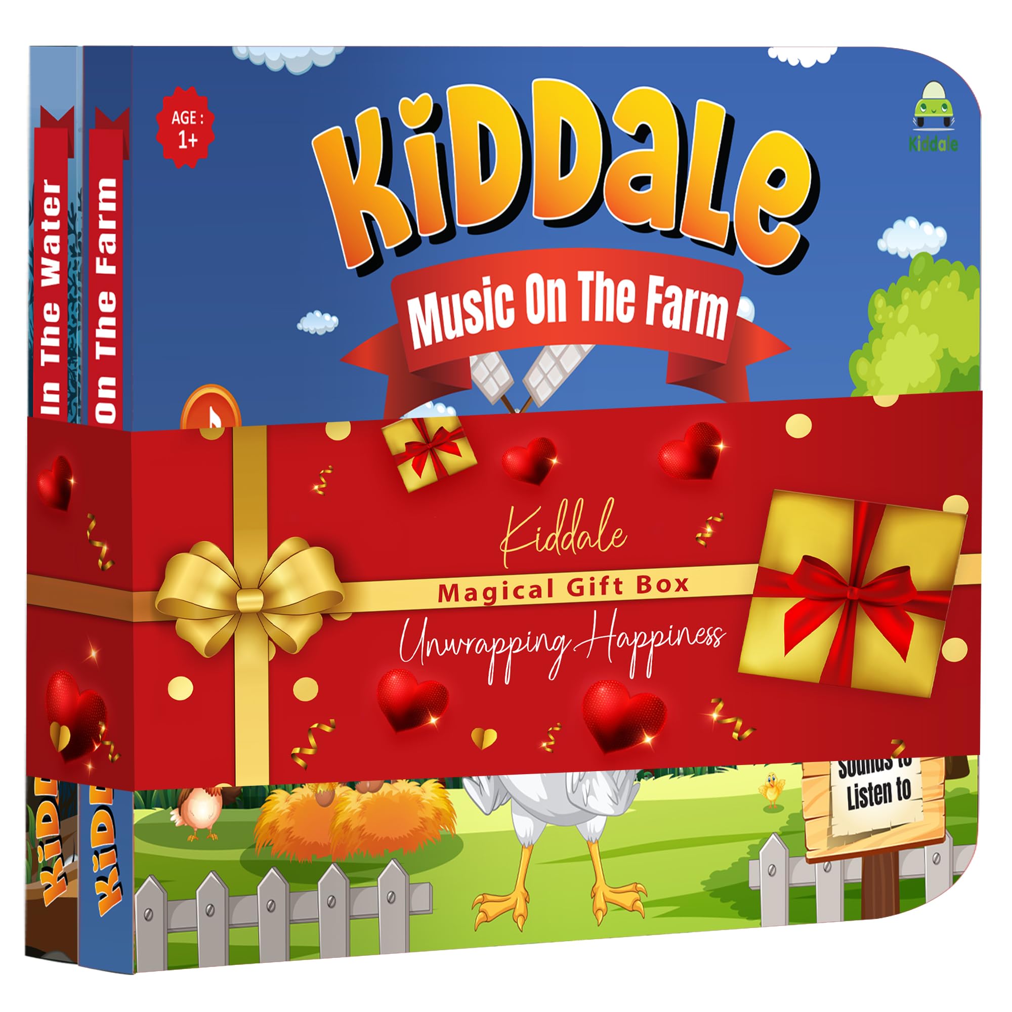 Kiddale Pack of 2 Musical Farm Animals Nursery Rhymes and Aquatic Animals Rhymes Sound Book for 1+ Year Old|Interactive Touch n Play Sound Book|Learning & Education for 1-3 Years Old|Sing Along Books