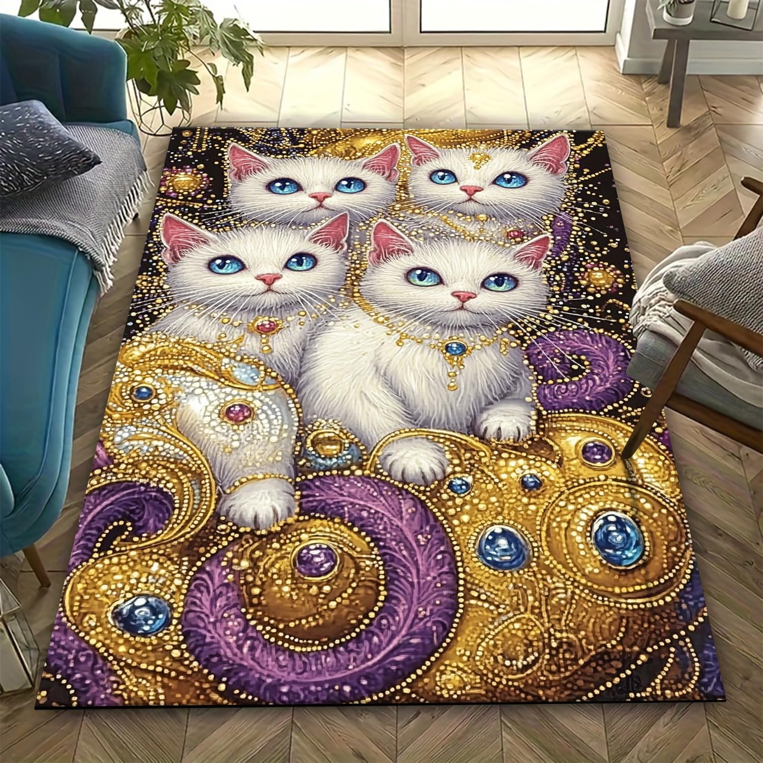 Tapis antidérapant de jeu pour enfants chat doux et grand tapis d'intérieur anti-fatigue