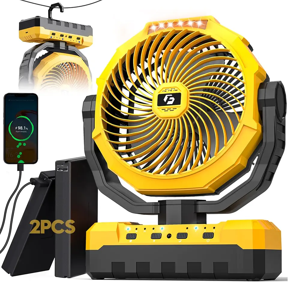 24000mAh Detachable Battery Camping Fan - 3-i...
