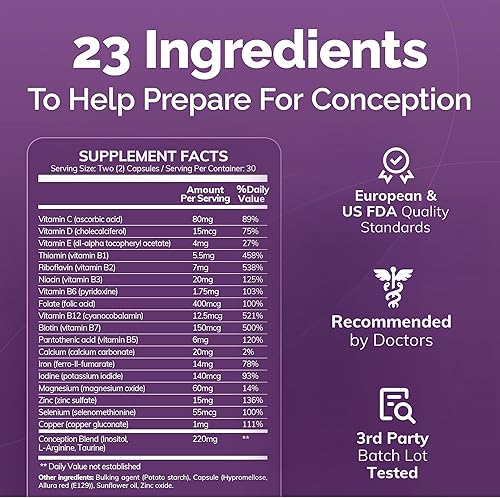 Miniatura 7 de CONCEIVE PLUS Ovulation + Women's Fertility Combo, apoya la fertilidad y la regulación ovárica, 60 + 120 cápsulas