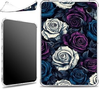 for 7" Kobo Libra Color 2024 Release / Kobo Libra 2 2021 Release Case, Soft Lightweight Military-Grade Corners Shockproof Clear Case for Kobo E-Reader 2024, Dark Roses
