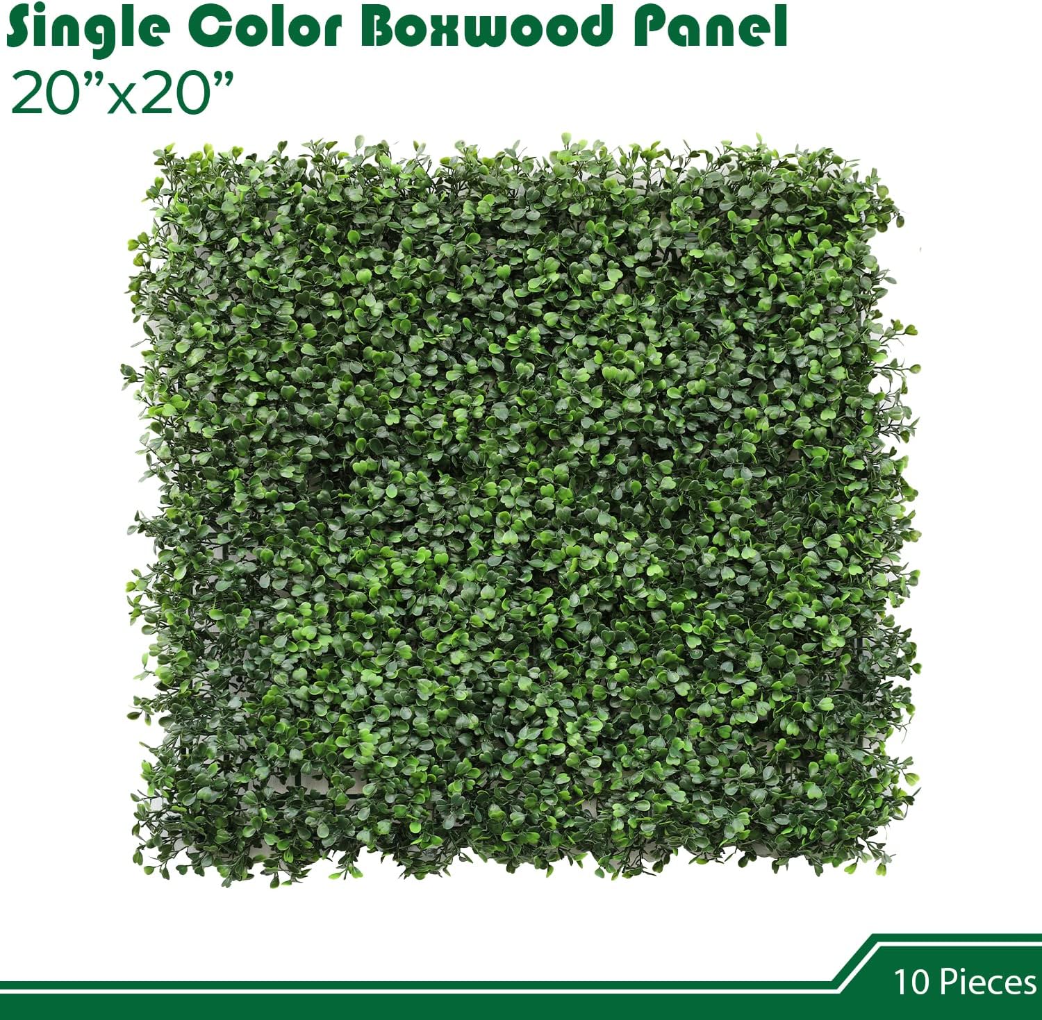 20"x20" 10Pack Greenery Wall Backdrops Artificial Grass Panel Faux Hedge Boxwood Panels Ivy Privacy Fence Outdoor Fake Plants Wedding Décor,Single Color