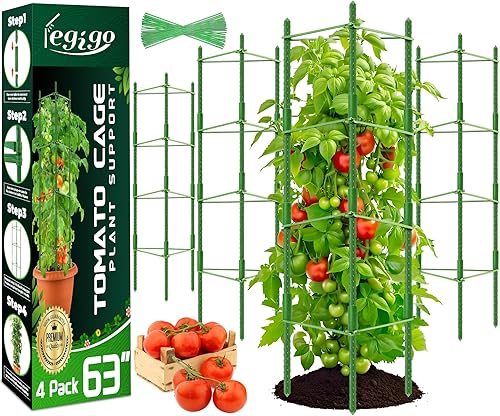 Miniatura 14 de Legigo Paquete de 6 jaulas de tomate para soporte de plantas de jardín, estacas de jardín de hasta 48 pulgadas, jaula de tomate para plantas