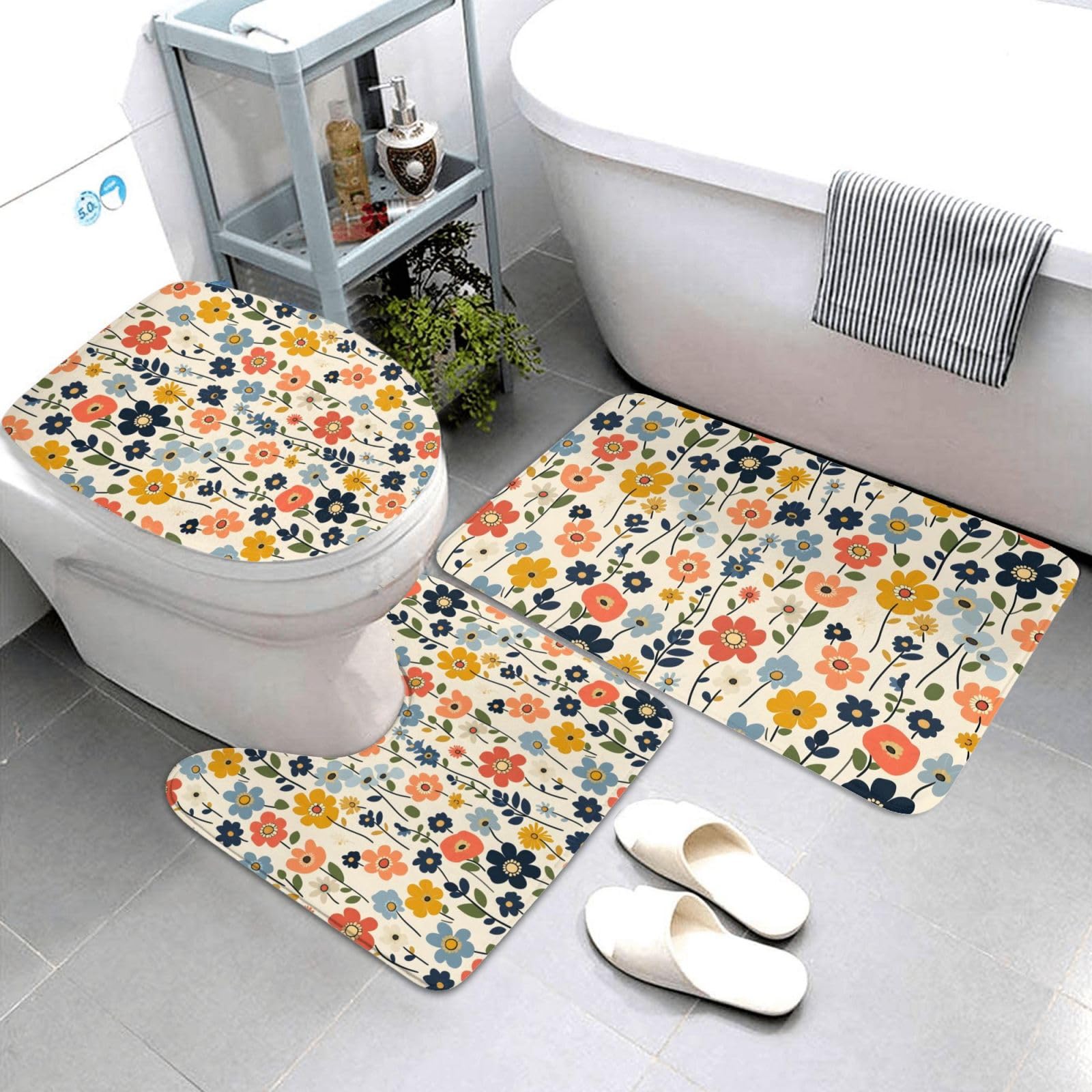 Tapis de bain antidérapant en U pour sécuriser et sécher le sol des WC