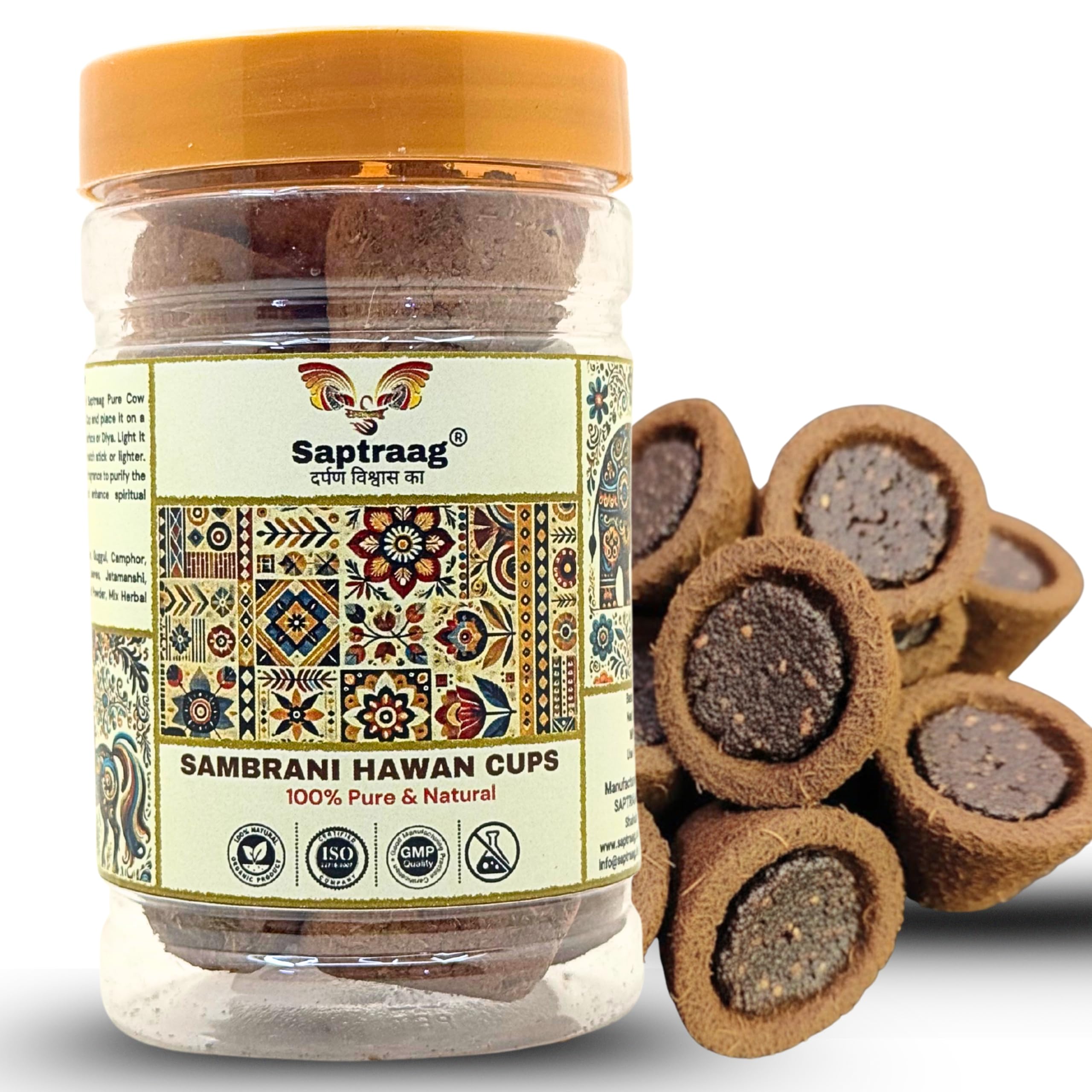 100% Charcoal-Free Dhoop Cups (Pack of 15) | Nava-Samagri Hawan Cups with Guggul, Loban | Pure Cow Dung & Tulsi Base-image-28