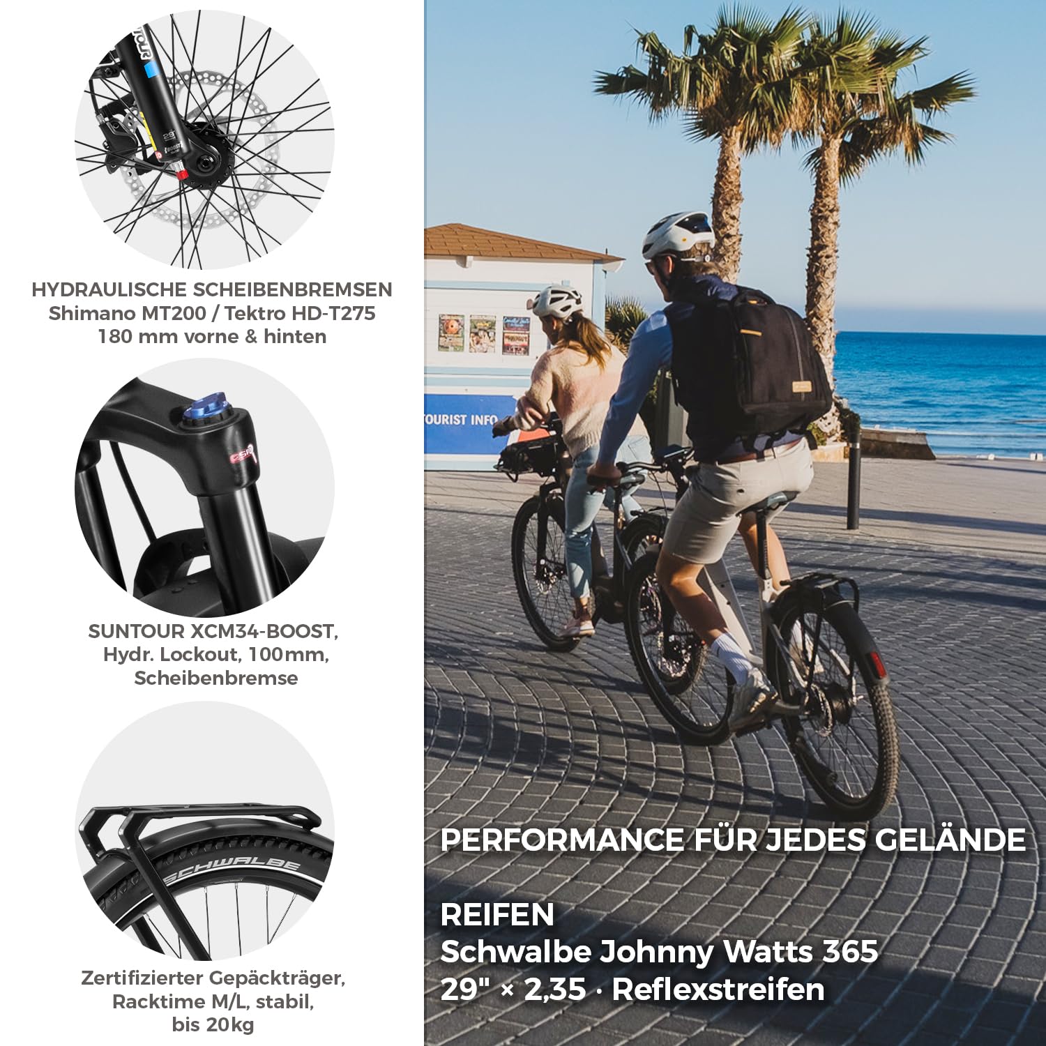 DERUIZ Mica Pro E-Bike 29 Zoll/27,5 Zoll Ebike Mittelmotor 110Nm, 48V720Wh | SUV E-Bikes für Damen und Herren, 48V 720Wh Samsung Akku bis 180 km, 250W Pedelec Riemenantrie, hydraulische Bremsen, StVZO,