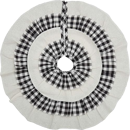 Miniatura 2 de Pine Valley Quilts Burlap Black & White Buffalo Faldón Árbol Volantes Falda (21 Pulgadas Mini)
