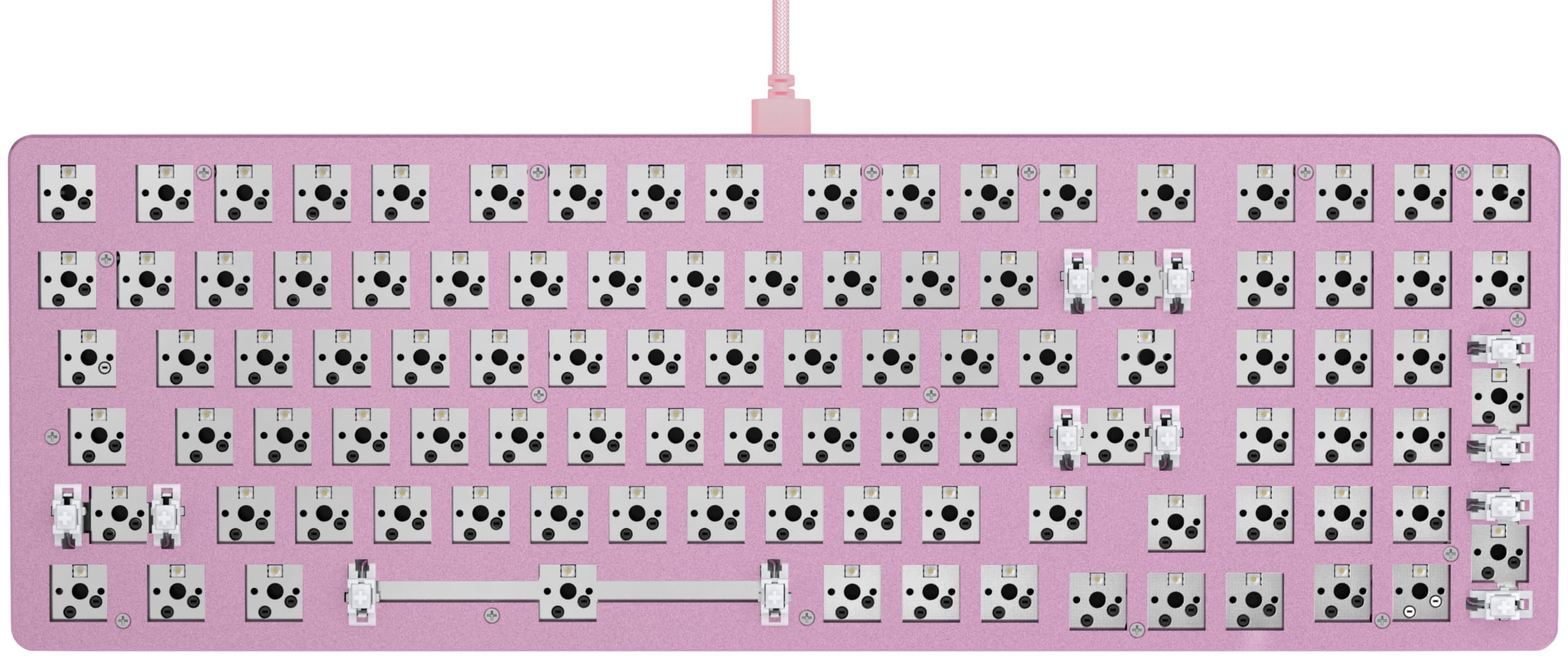 GLORIOUS Gaming GMMK 2 Full Size (96%) Barebones (Frame Only) - Mechanical Gaming Keyboard Frame, Full Size (96%), Aluminium, Customisable, Per Key RGB, American/ANSI Layout - Pink