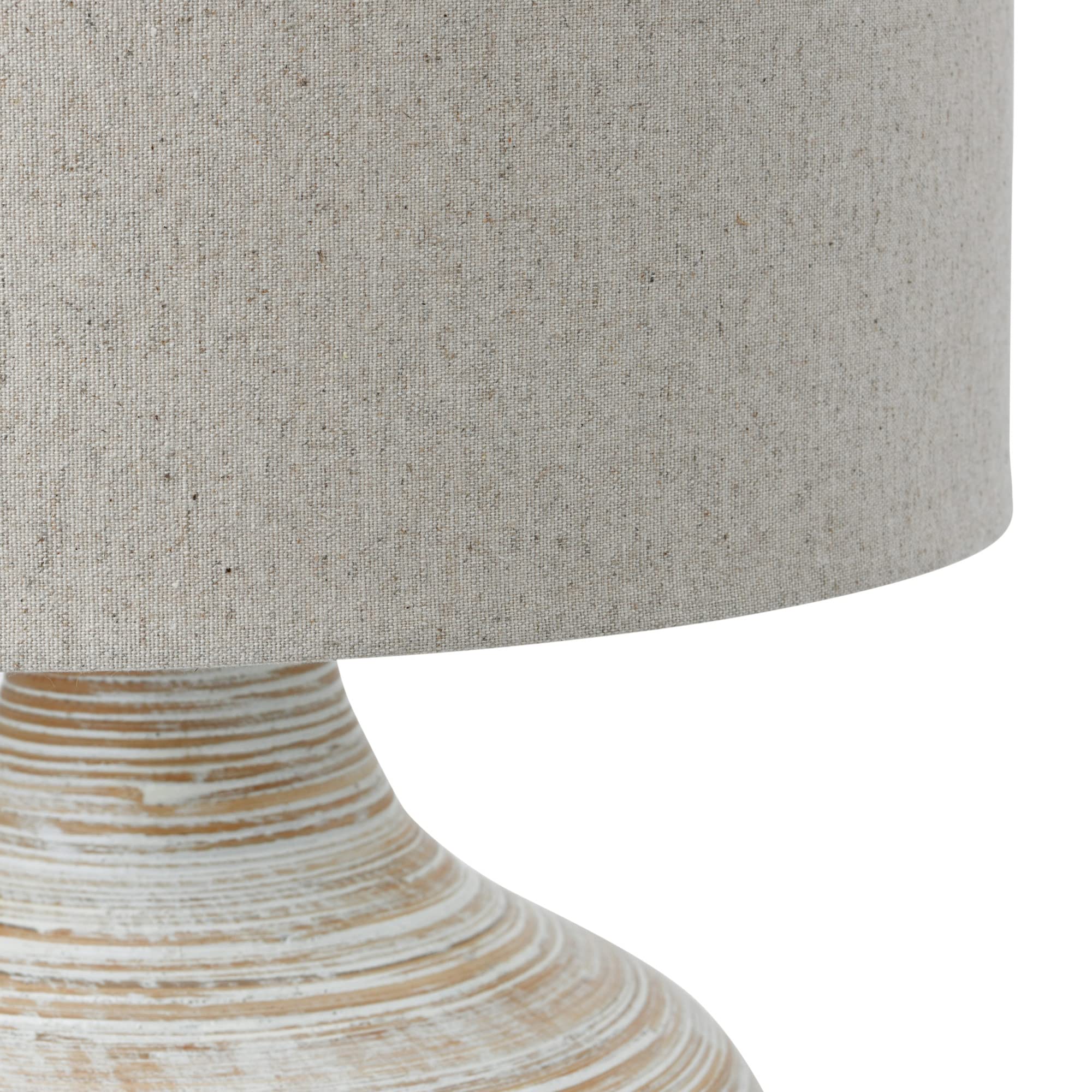 Creative Co-Op Boho Bamboo Linen Shade, Set of 2, White Wash Finish Table Lamp