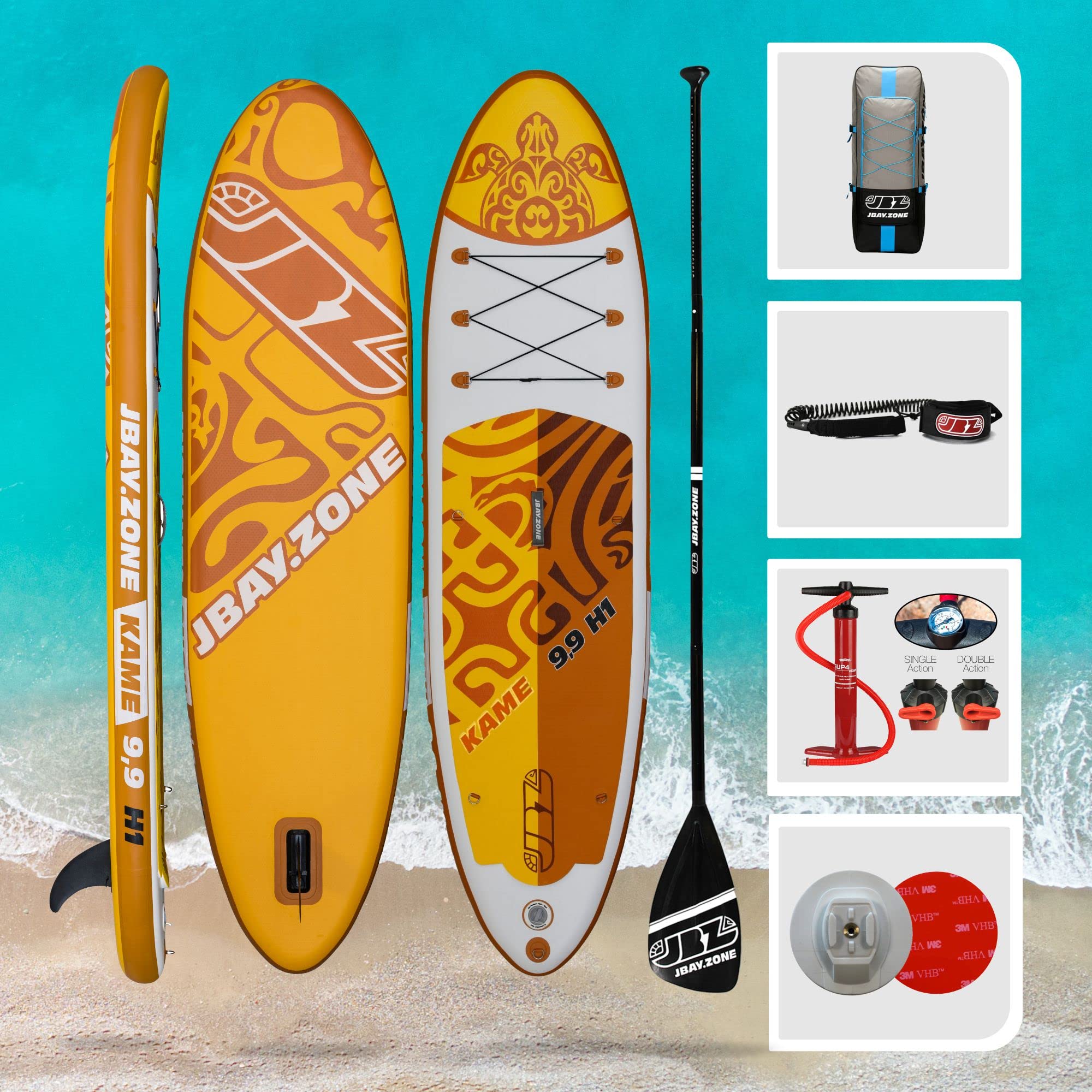JBAY.ZONE スタンドアップパドルボード KX250 JBAY.Zone Sup Inflatable Stand Up Paddle Board Kame H1-9'9 Inch