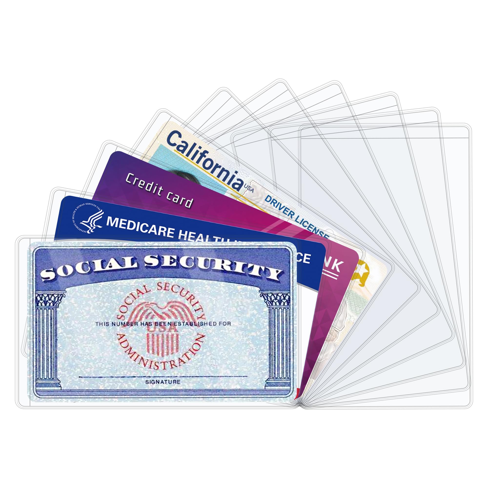 Photo 1 of 10PCS Waterproof PVC Card Holder Sleeve for Social Security Cards, New Medicare Cards & Credit Cards, Transparent Card Holders Moisture & Dust Guard