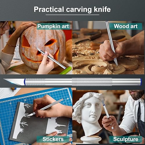 Miniatura 5 de Kit de cuchillos de precisión de 16 piezas, herramientas de cuchillos de afeitar afilados para tallar, modelar arquitectura, álbumes de recortes,