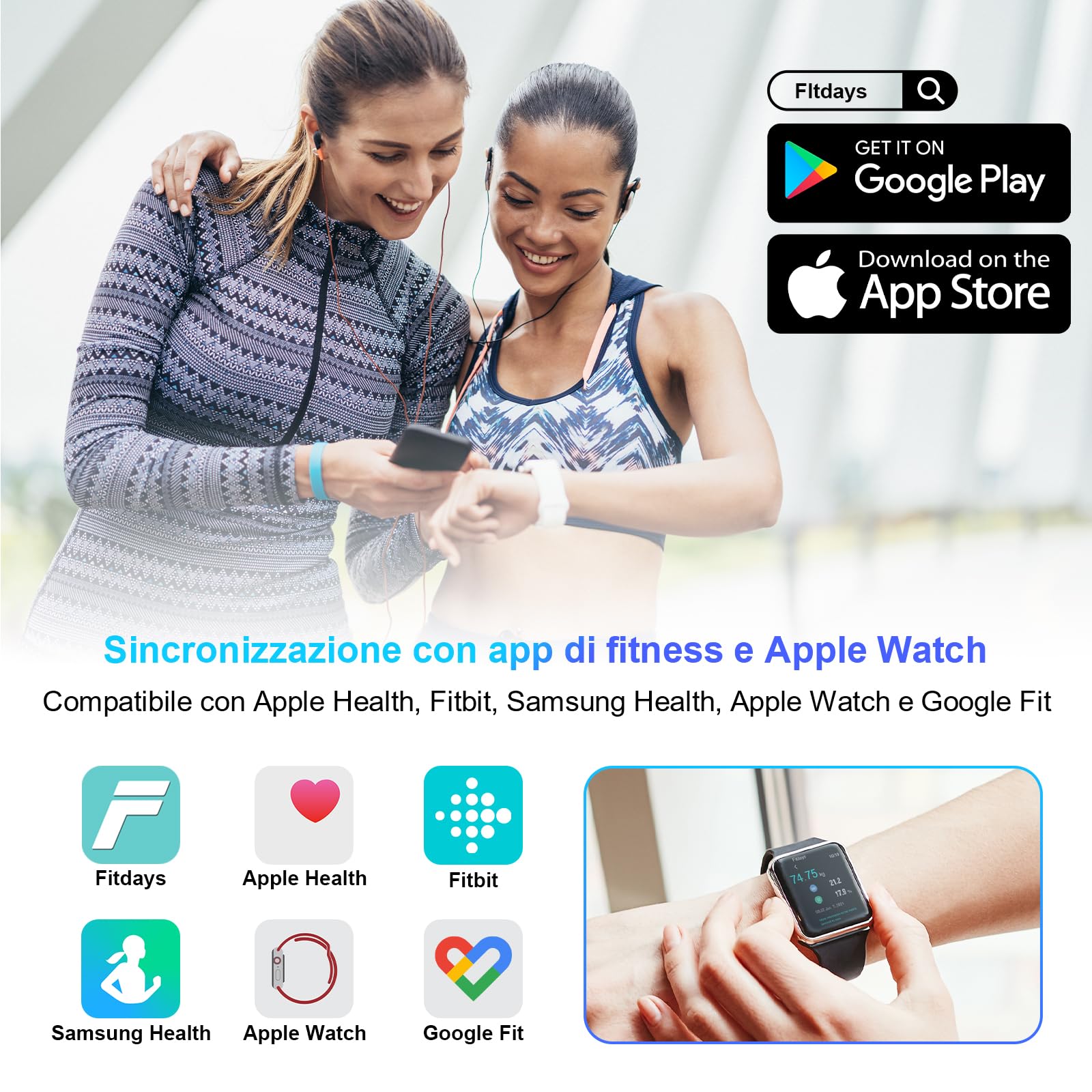Healthkeep Bilancia Pesa Persona, Bilancia connessa Bluetooth Impedenzimetro Pesa Persone Alta Precisione con 13 Analisi della Composizione corporea App Inclusa, Capacità 180kg/400lb, 28x28cm