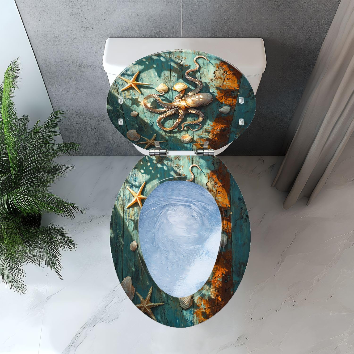 Sedile WC allungato generico con rivestimento fosforescente per il bagno