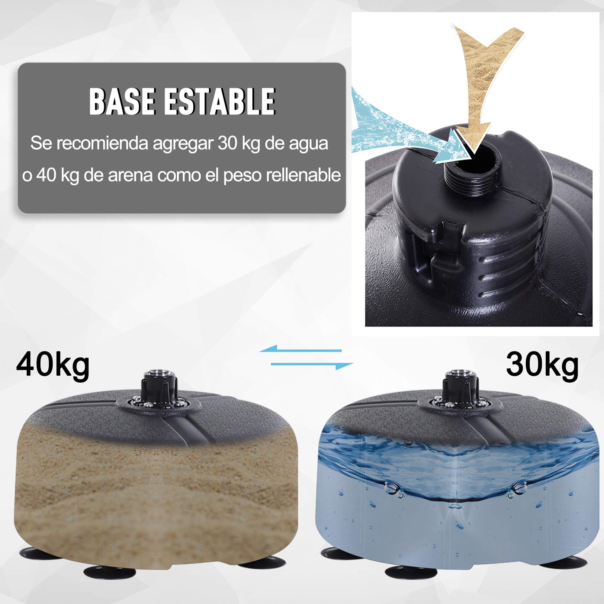 HOMCOM Saco de Boxeo de Pie Punching Ball Altura Ajustable 136-154 cm Base Rellenable Guantes Adultos Adolescentes