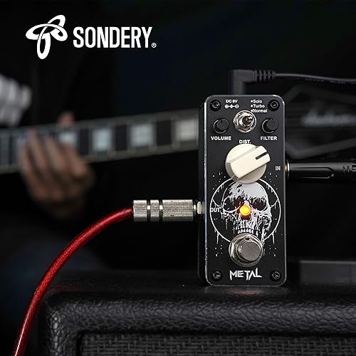 Miniatura 5 de Sondery Pedal de distorsión de metal para guitarras eléctricas, 3 modos de solo turbo y normal, cálida y suave amplia gama de sonido de distorsión
