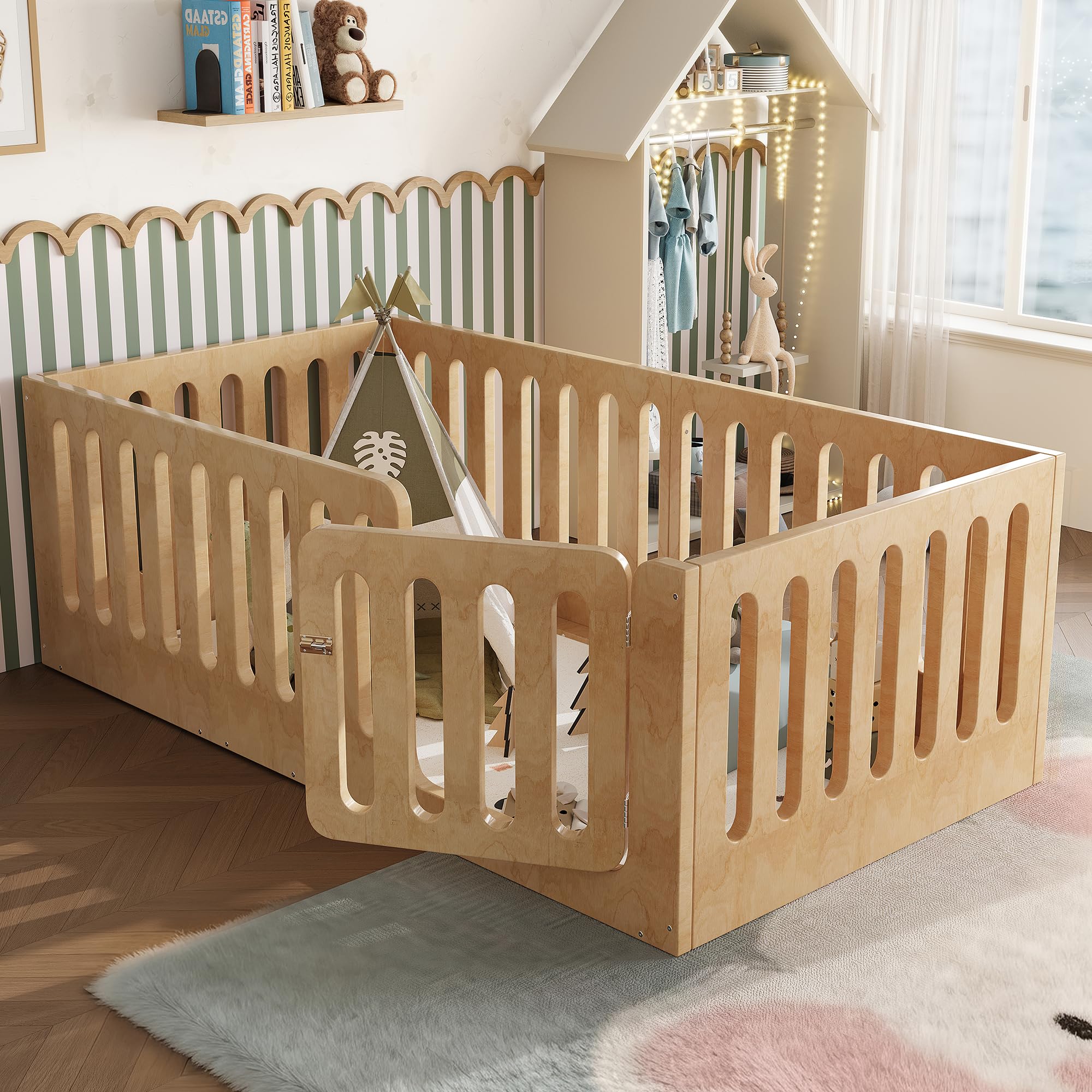 Bellemave Twin Montessori Floor Bed Frame,Natural