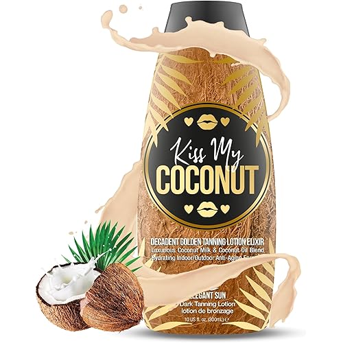 Kiss My Coconut - Tanning Bed Lotion, Skin Softening Golden Tan Intensifier with Coconut Milk & Cocoa Butter, No Bronzer, Unisex Hydrating Indoor/Outdoor Accelerator by Elegant Sun