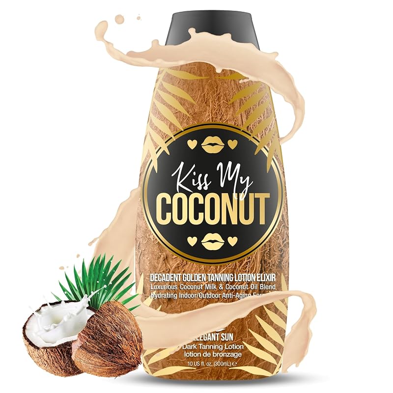 Loção bronzeadora Kiss My Coconut com leite de coco e manteiga de cacau, sem DHA, 10,1 oz