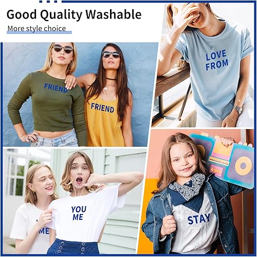 Miniatura 6 de 10 hojas de 440 letras para planchar para ropa, letras de transferencia de calor de 2 pulgadas, letras de vinilo azules para planchar con letras de