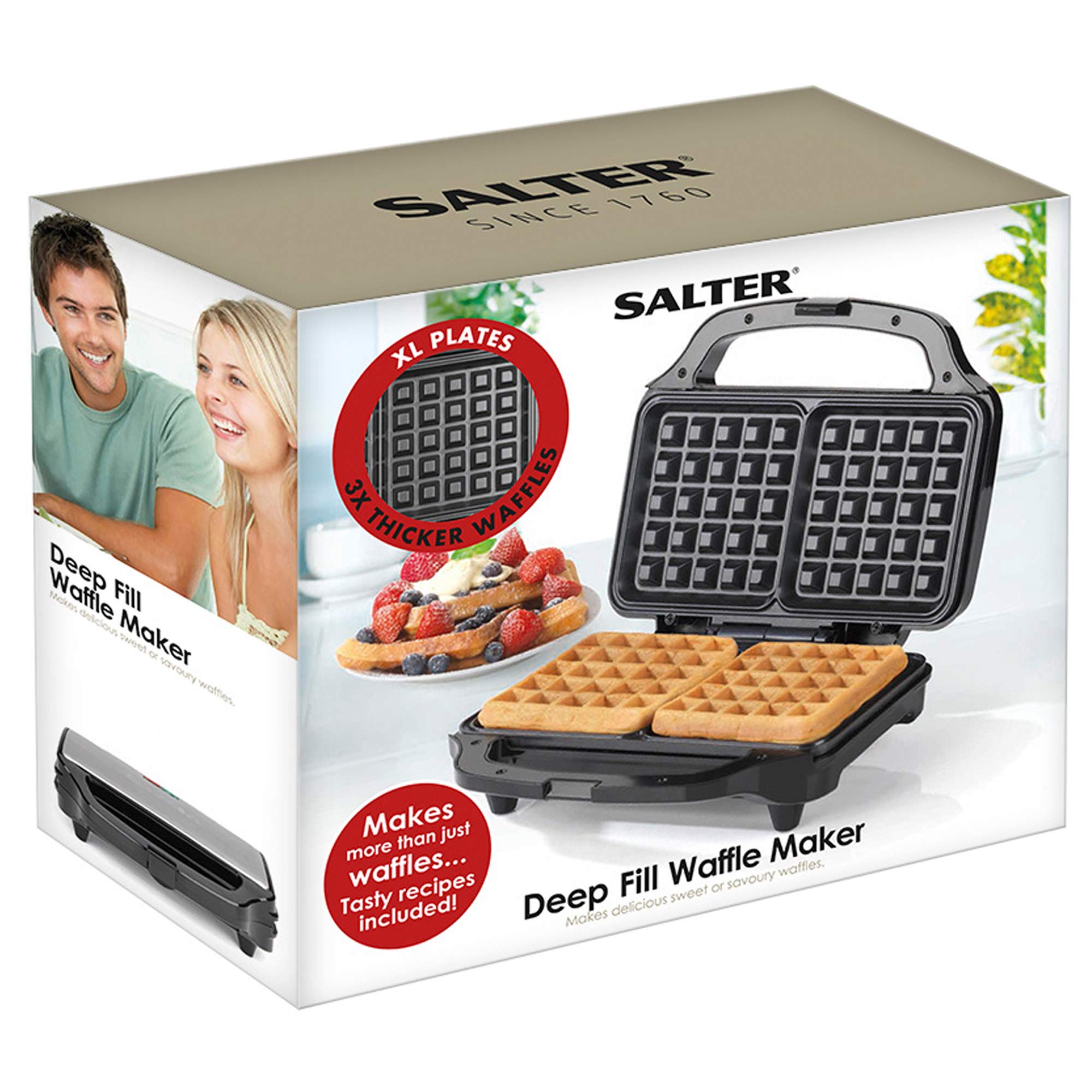 Salter® EK2249 Deep Fill Waffle Maker Iron with XL NonStick Cooking