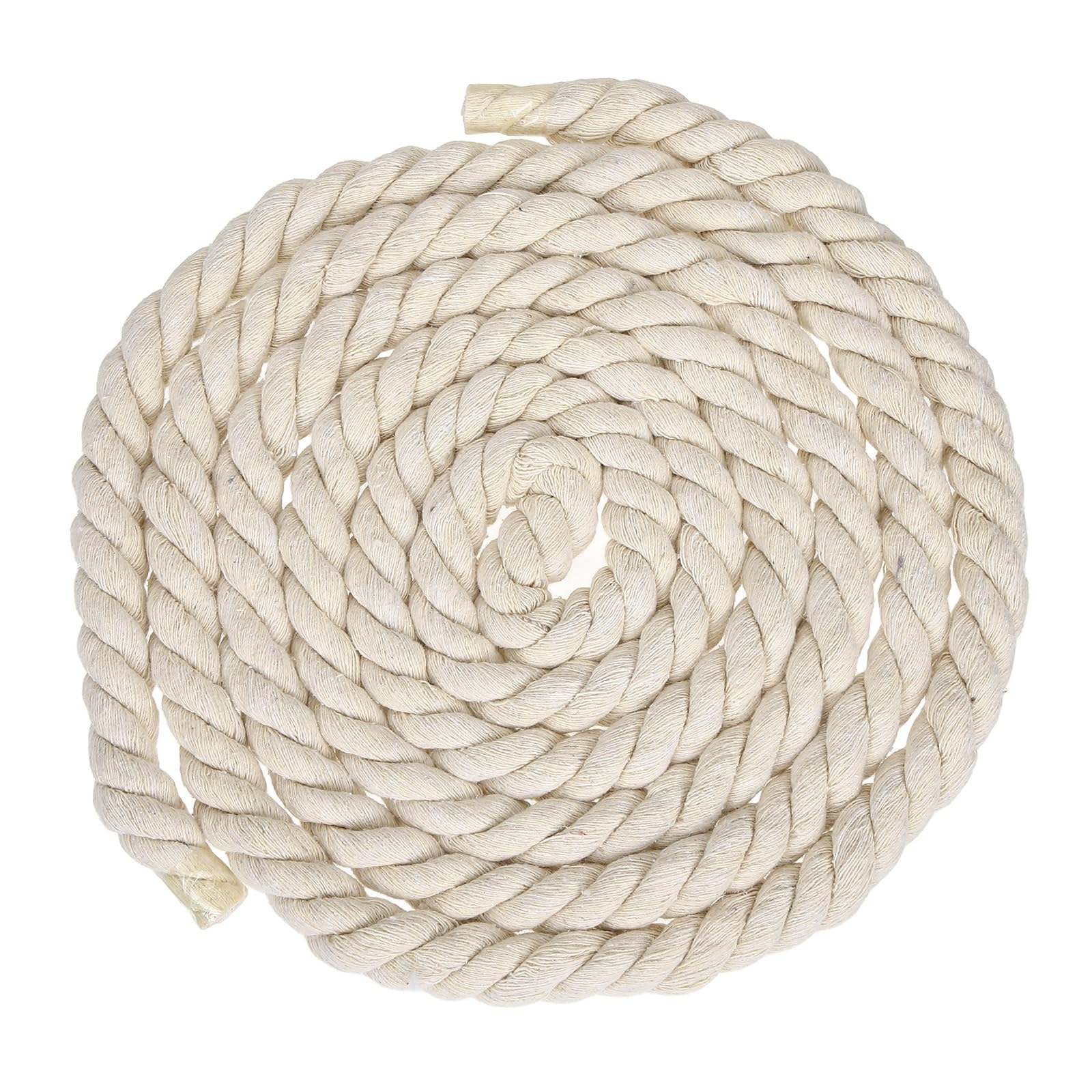 sourcing map 18mm x 11.5 Feet Beige Cotton Rope, 3 Strand Clothes Line Outdoors Twisted Braided Thick Macrame Cord for DIY Wall Hanging Plant Hanger Knotting Clothesline โ image 1