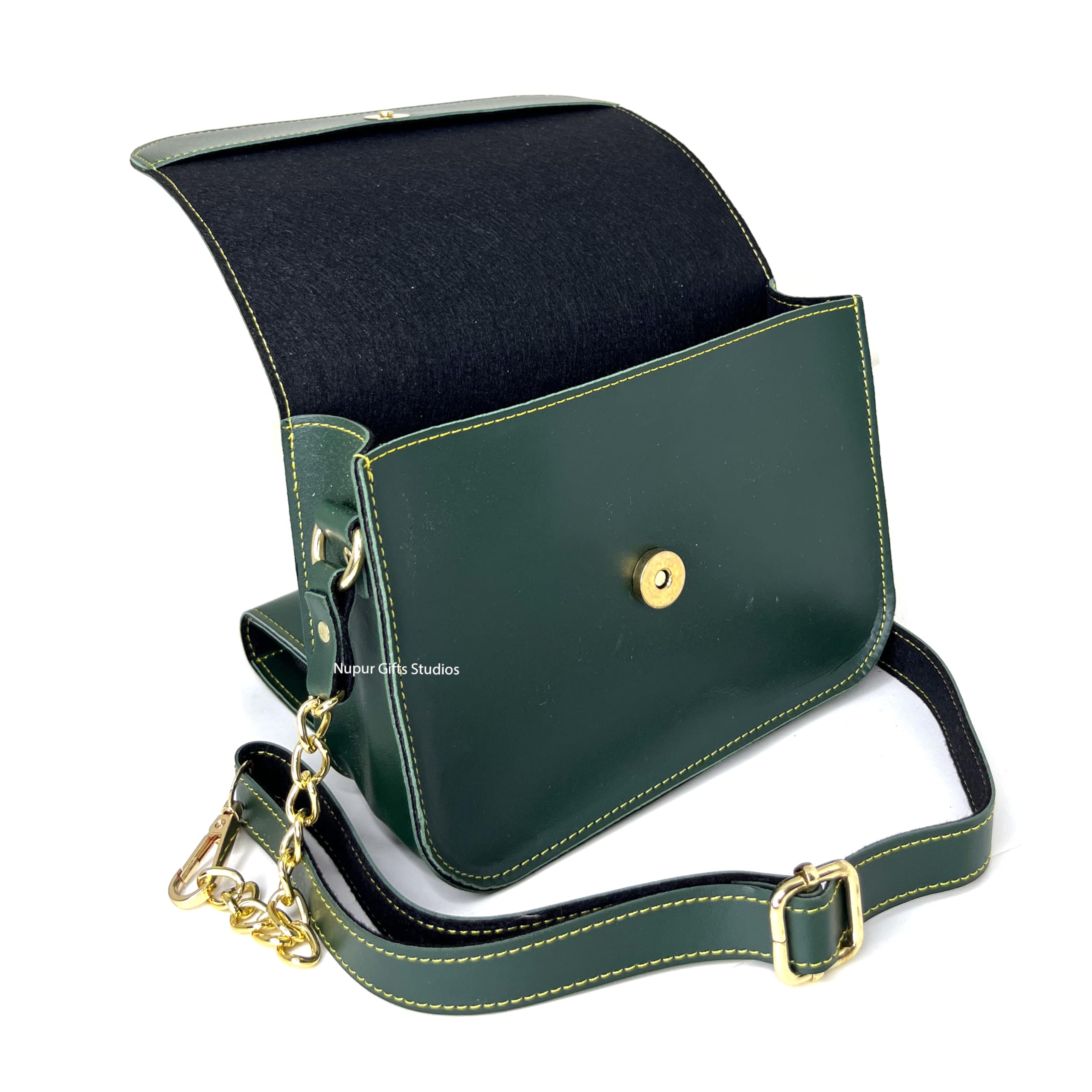 Nupur Studios Personalized Women’s Chain Sling Bag | Leather Crossbody Bag | Ideal Gift for Her | Customized Ladies Sling Bag with Name & Charm | Handbag for Women with Name (Olive Green) 1