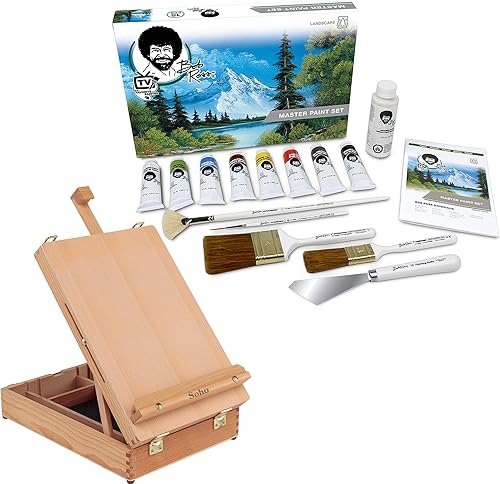 Jerry's Artarama El juego de pintura al óleo Master Artist incluye estuche de transporte de madera con caballete