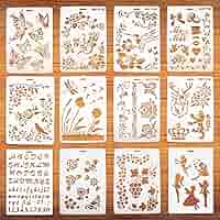 Set Stencil Per Fai Da Te 12 Pezzi - 28x18cm, Riutilizzabili, Per Pareti E Tessuti