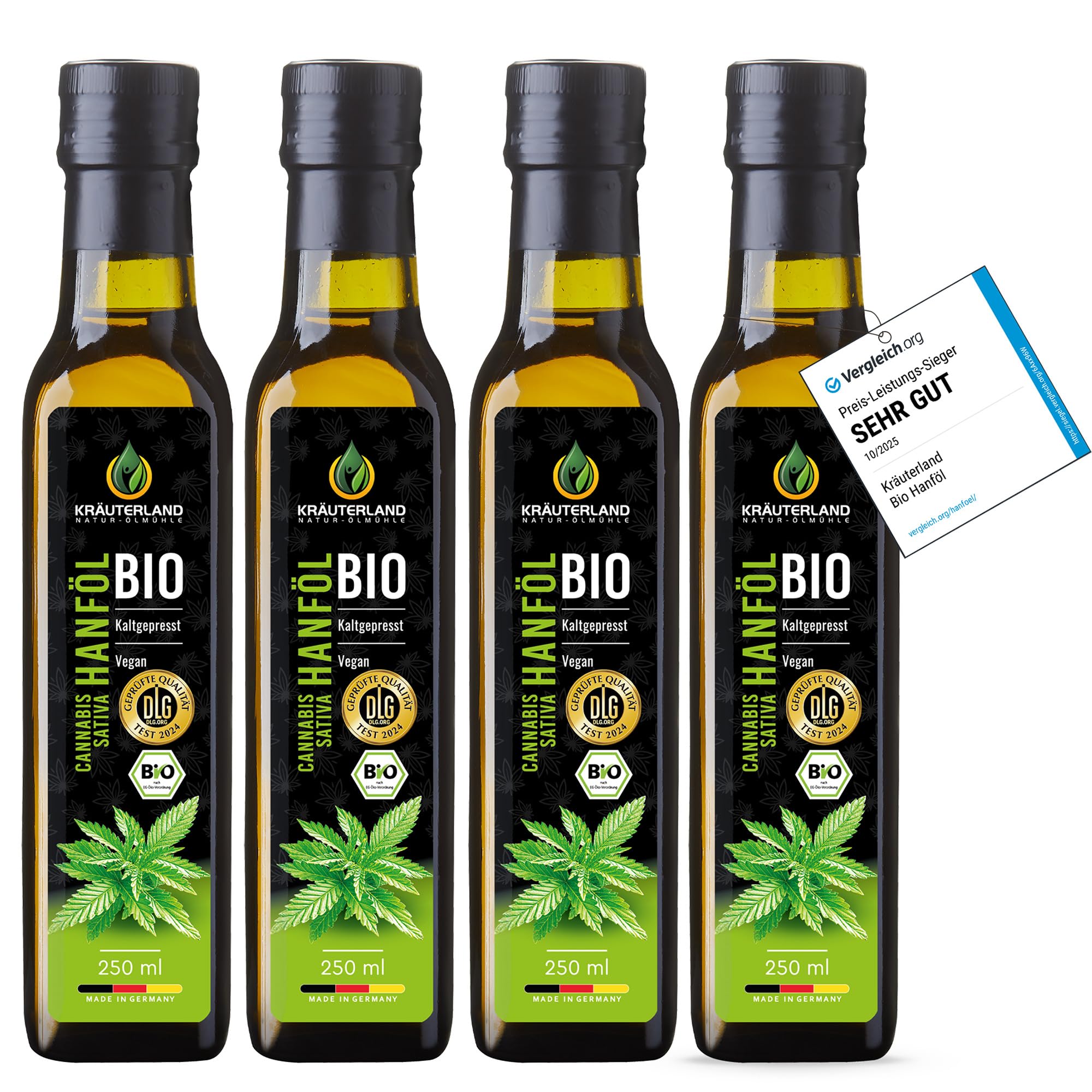  Bio Kräuterland Hanföl 4X250ml, Haut & Haare für die gesamte Familie
| Kräuterland 1L kaltgepressten Bio-Hanfölsamenöl,