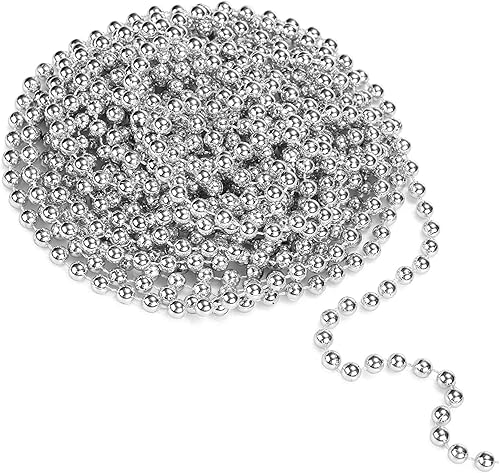 Guirnalda de cuentas brillantes de 31 pies para árbol de Navidad, San Valentín, exhibición, boda, disfraz, decoración de bricolaje (Plata-31 pies)