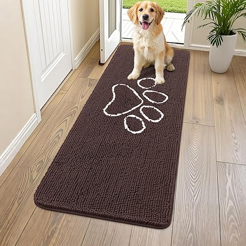 Miniatura 53 de Smiry Tapete para puerta de perro para patas fangosas, absorbente que atrapa la suciedad, antideslizante, de secado rápido, lavable, tapete de