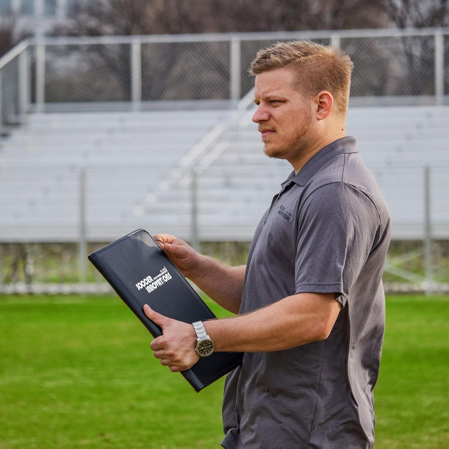 Soccer Innovations Premier Soccer Coaches Folder - Elite Coaching Folder, Deluxe Coaches Folder, White Board Magnetic with Note Pad, Magnets/Pen/Eraser Included