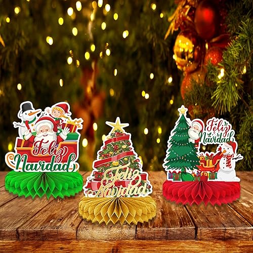 Miniatura 6 de Decoraciones navideñas de Feliz Navidad, centro de mesa de Feliz Navidad, centros de mesa para decoración de fiestas de Navidad, 9 unidades