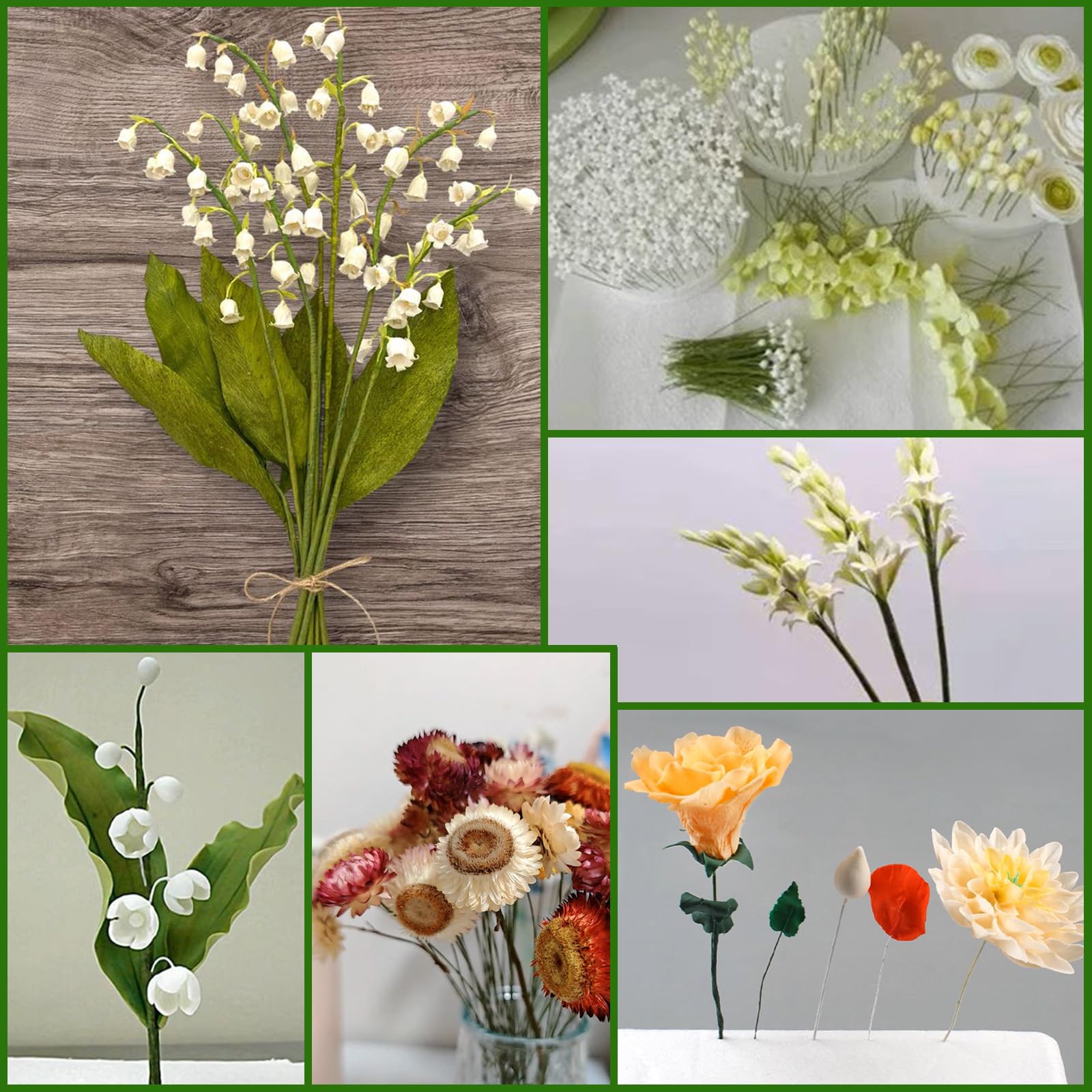 100 Pièces Fil De Fleurs Vert Foncé 0,5mm - Fil Floral Flexible Pour Arrangements, Artisanat Et Bouquets