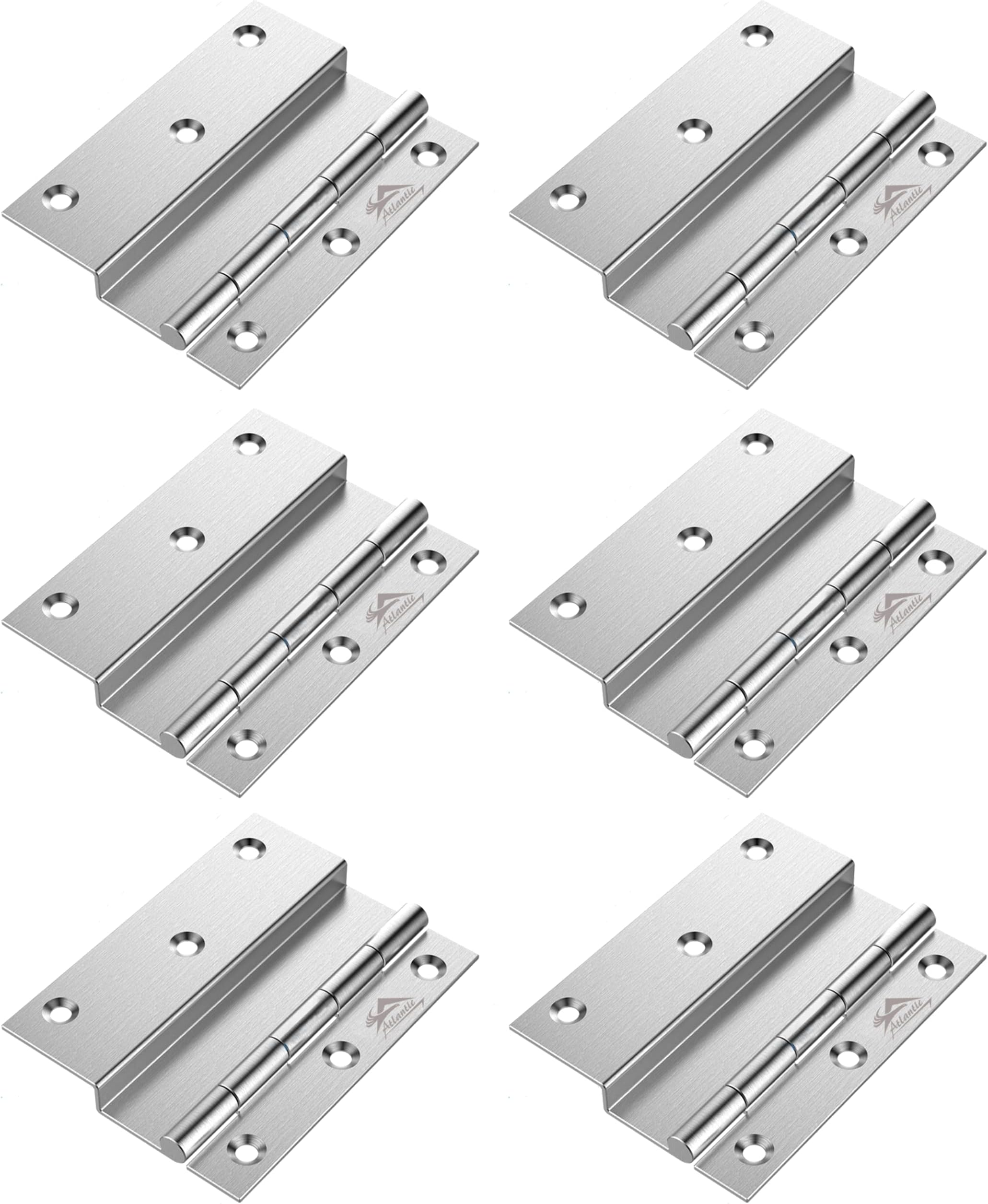 Atlantic Stainless Steel L-Hinges 3" X 1/2" X6 MM Matt Finish Pack of 6