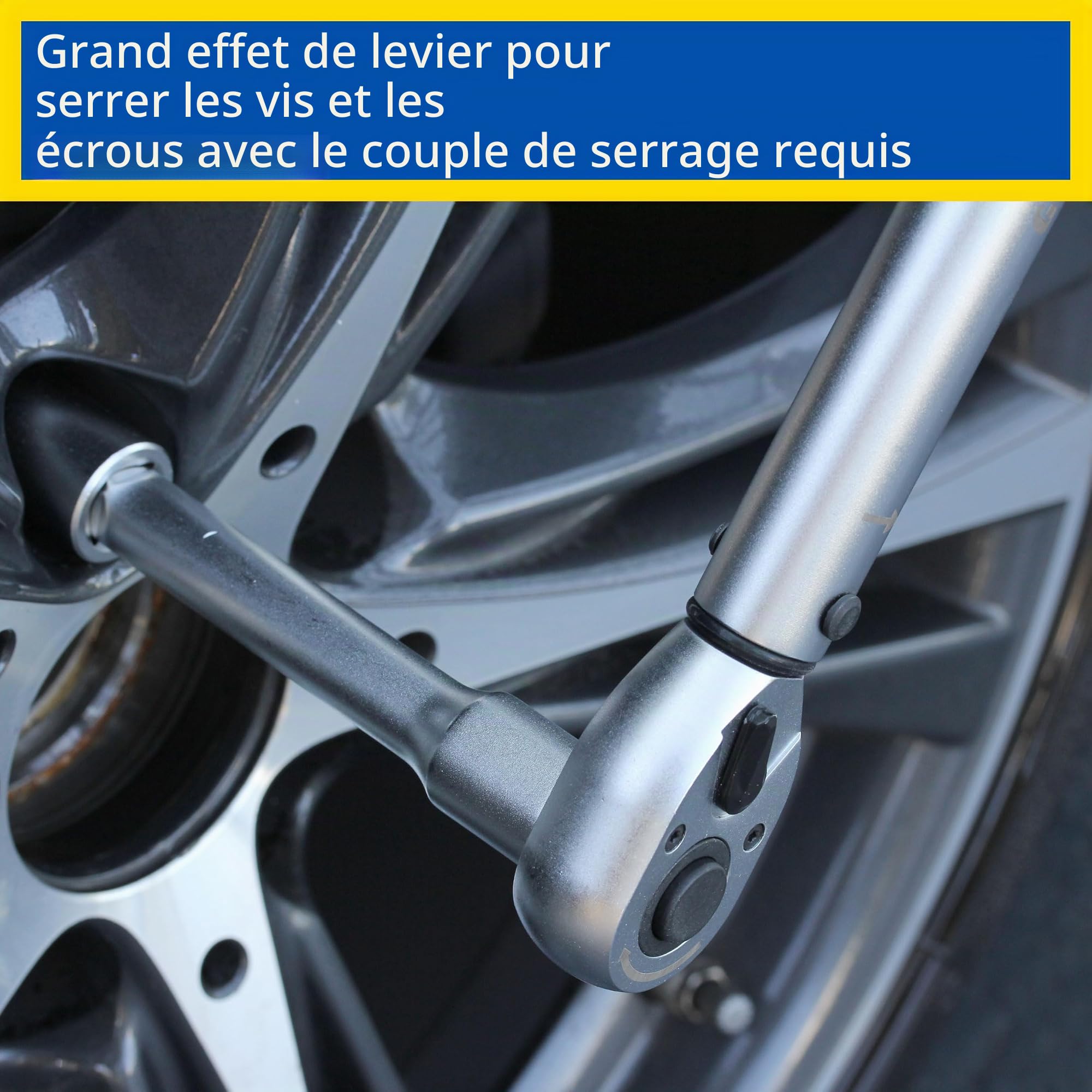 Goodyear Kit de changement de roue, 6 pièces, clé dynamométrique + cliquet réversible + 3 pièces jeu de douilles + rallonge, boîte, Noir