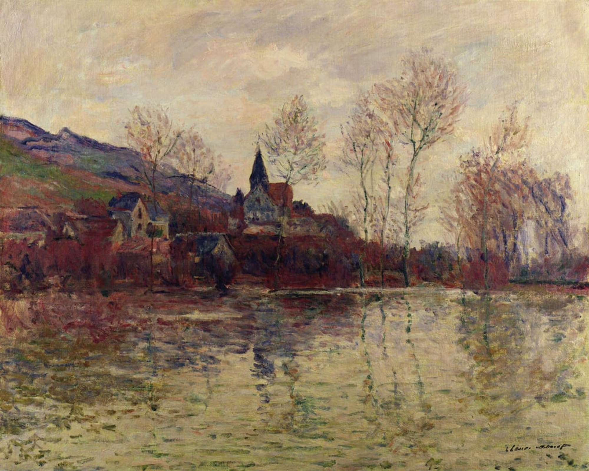 Inundaciones en Giverny de Claude Monet en lienzo para decorar un salón elegante 5