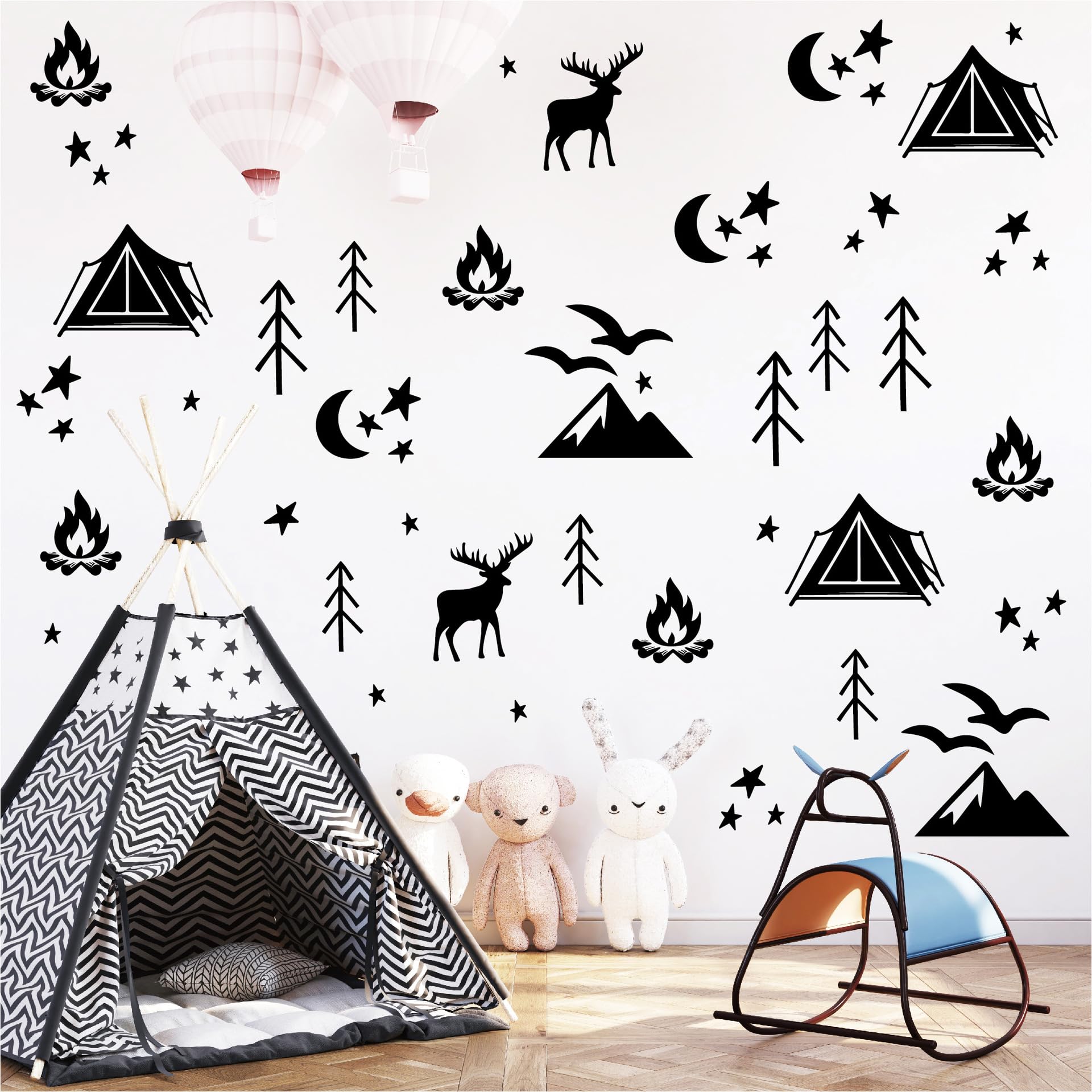 10 Sheet Outdoor Camping Wall Sticker Adventure Travel Wall Decal for Bedroom Living Room Classroom, Playroom Decor Removable Wall Stickers