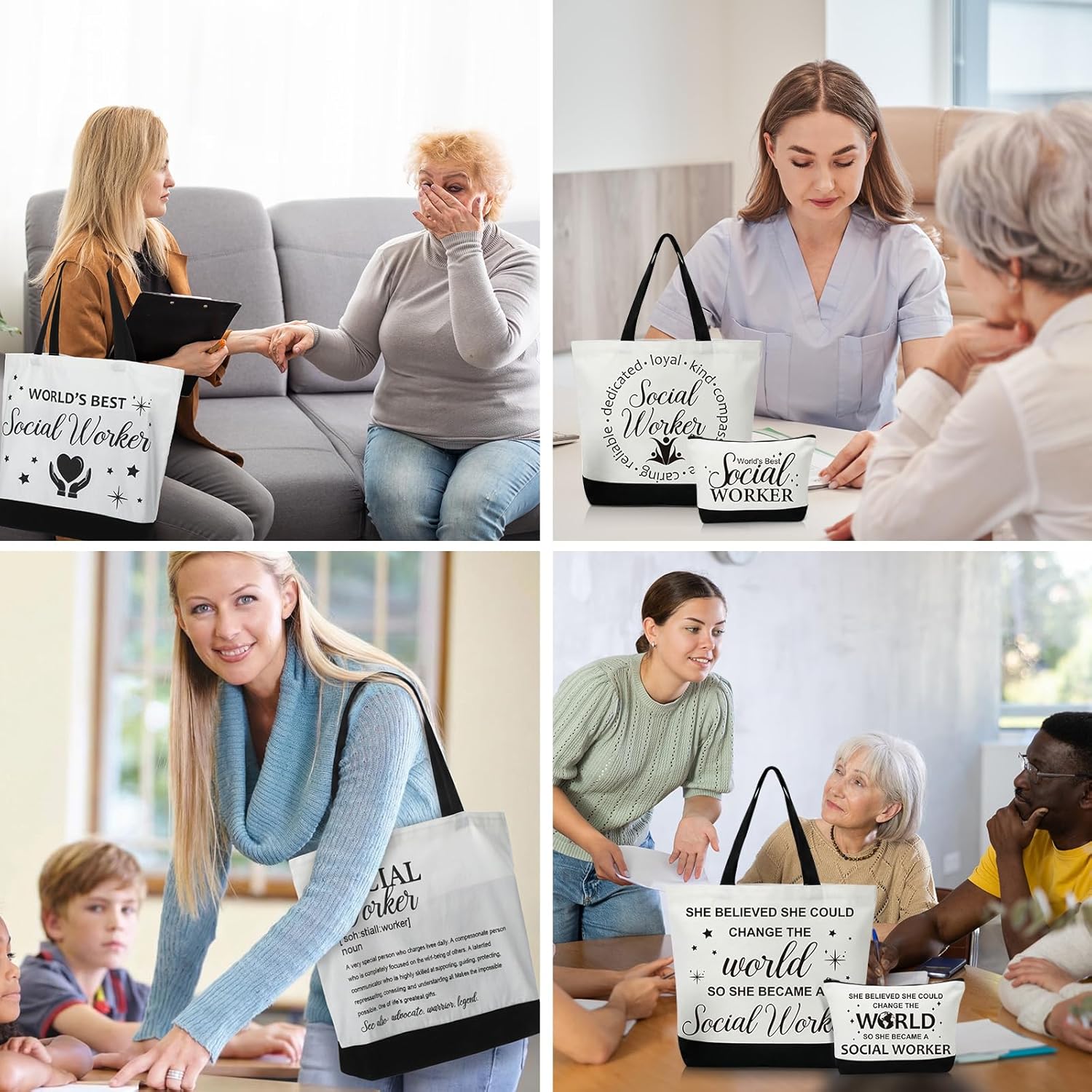 Tallew 12 Pcs Tote Bags Bulk Appreciation Gift Survival Kit Makeup Bag with Zipper for Nurse Teacher Team Coworker - Image 2