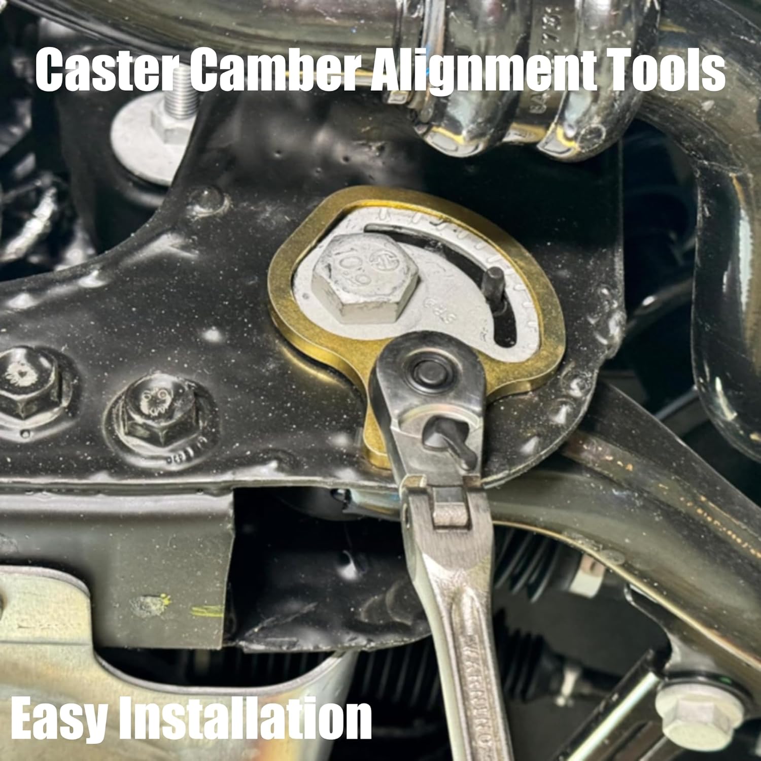 41620 7PCS No-Slip Caster Camber Kit for Chevrolet for GMC - Heavy-Duty Control Arm Cam Adjuster with 21mm/24mm Wrench, Fits 1999+ ½-¾-1 Ton Coil Spring Suspension