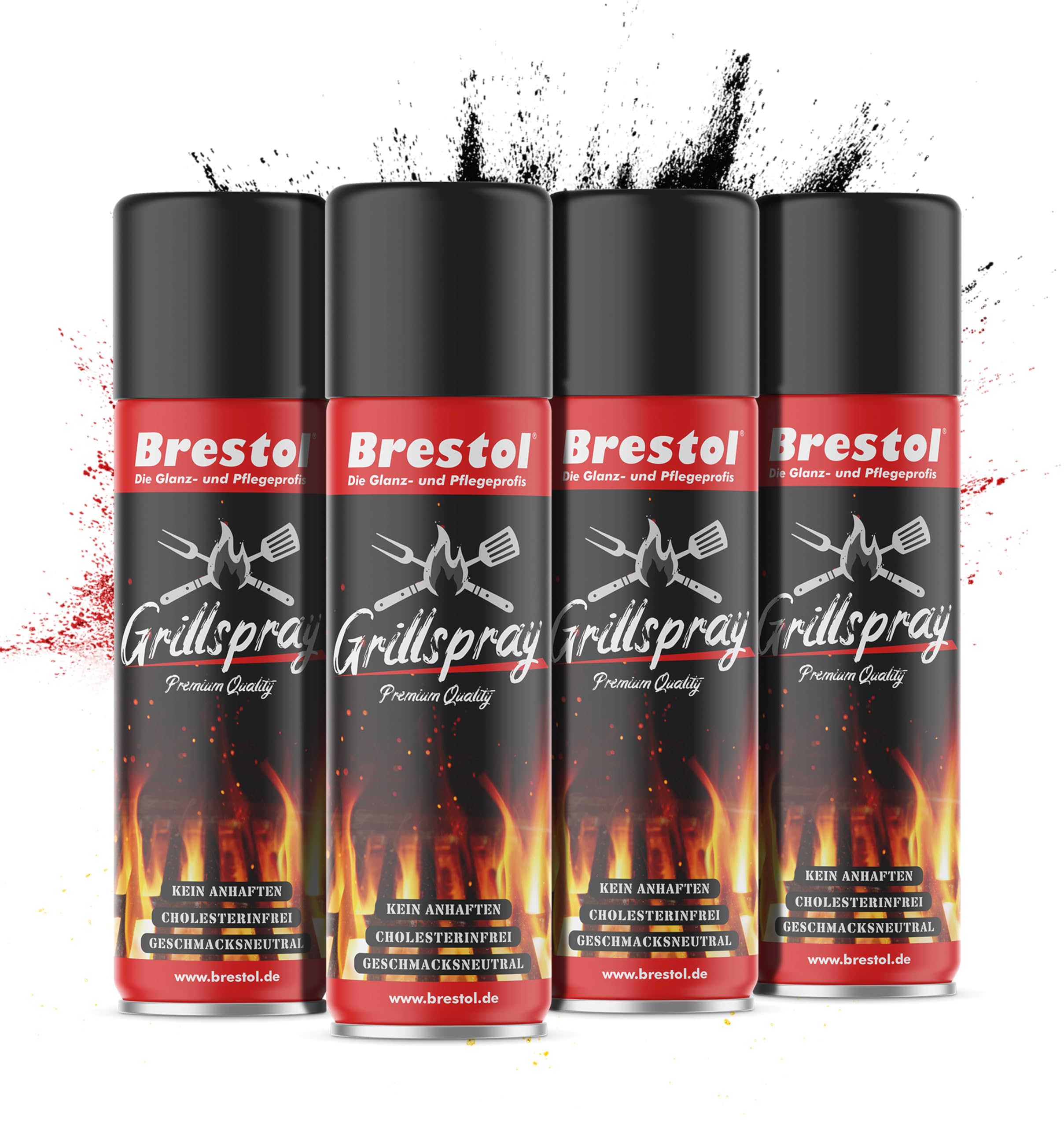 BRESTOL® Trennspray Grill 4x 200 ml - Grillspray mit Antihaftbeschichtung, Trennfett, Vegan, Antihaftspray für BBQ, Pfanne, Ofen & Backformen – geschmacksneutral & ideal für fettfreies Braten & Backen