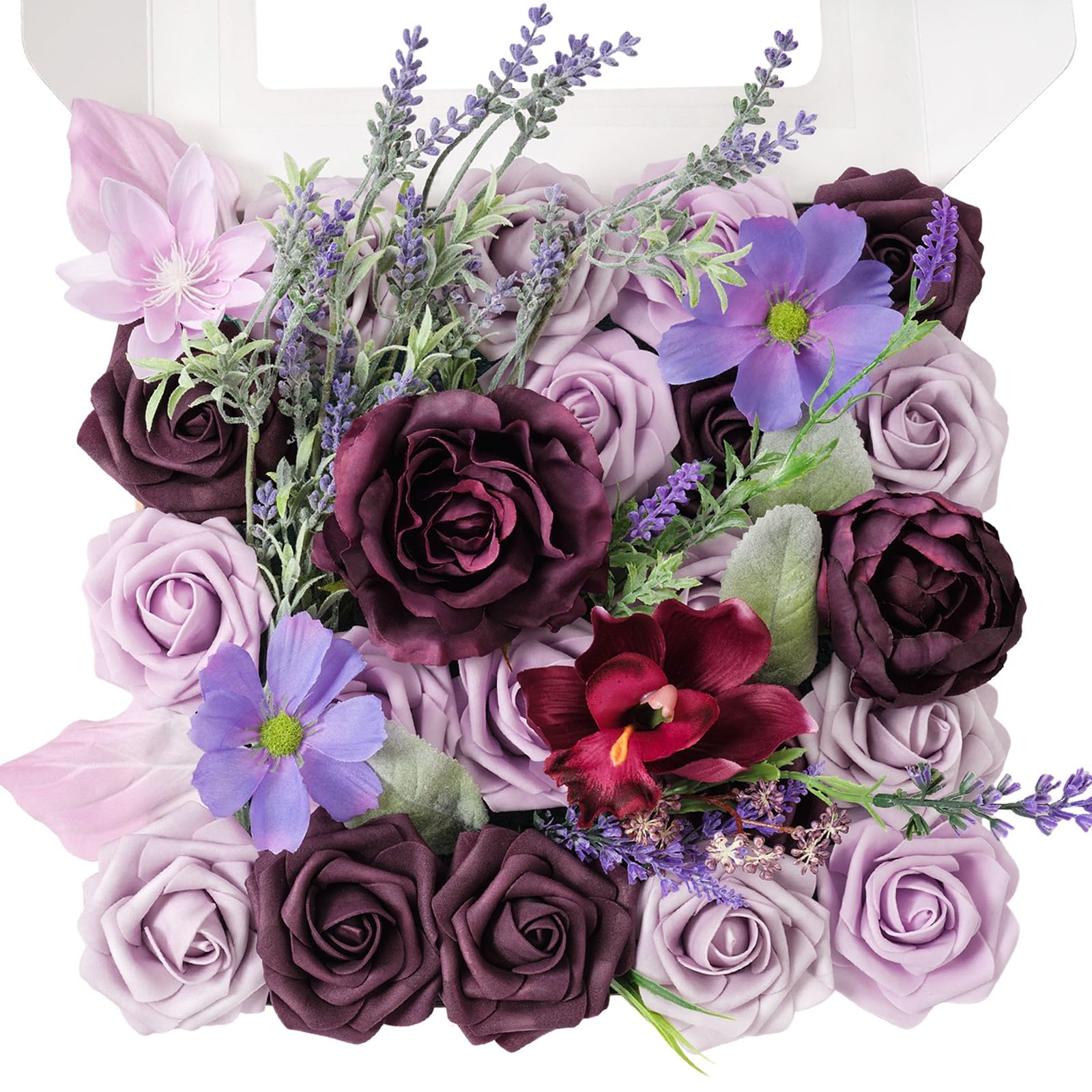 TINGE TIMEArtificial Flowers Lavender & Plum Flower Combo for DIY Wedding Bouquets Table Centerpieces Arrangements Party Baby Shower Home Decorations